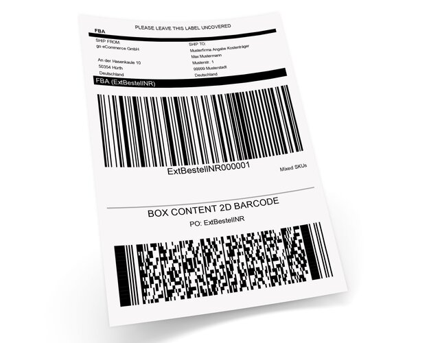 JTL-Amazon FBA 2D-Barcode Vorlage im DHL Etiketten Format